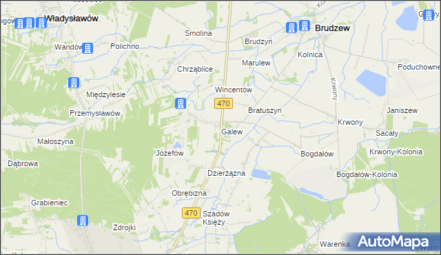 mapa Galew gmina Brudzew, Galew gmina Brudzew na mapie Targeo