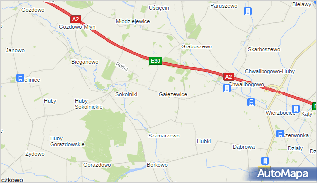 mapa Gałęzewice, Gałęzewice na mapie Targeo