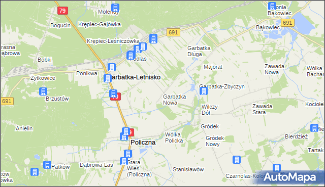 mapa Garbatka Nowa, Garbatka Nowa na mapie Targeo