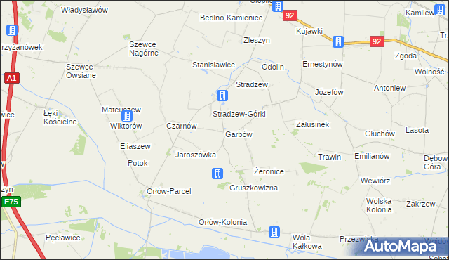 mapa Garbów gmina Bedlno, Garbów gmina Bedlno na mapie Targeo