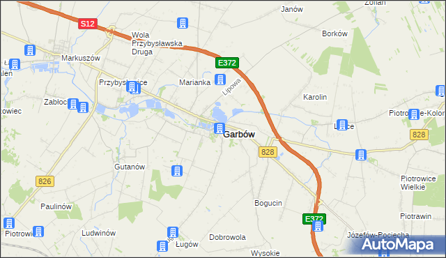 mapa Garbów powiat lubelski, Garbów powiat lubelski na mapie Targeo