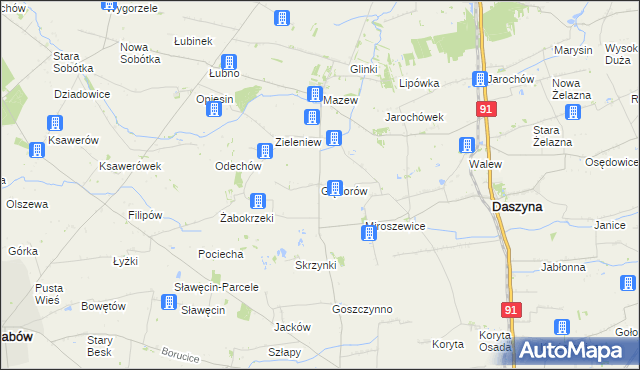 mapa Gąsiorów gmina Daszyna, Gąsiorów gmina Daszyna na mapie Targeo