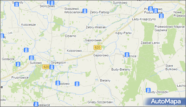 mapa Gąsiorowo gmina Świercze, Gąsiorowo gmina Świercze na mapie Targeo