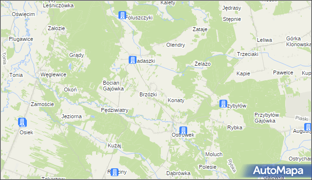 mapa Gąszcze, Gąszcze na mapie Targeo