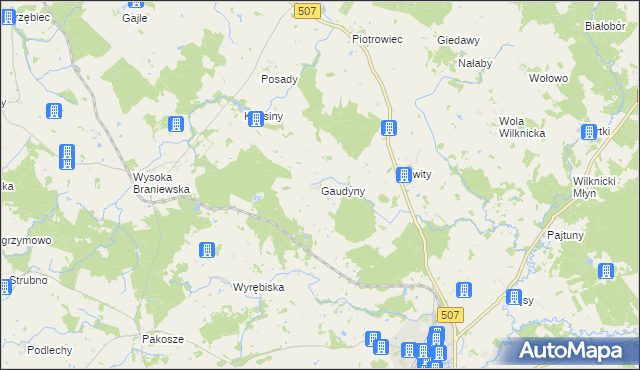 mapa Gaudyny, Gaudyny na mapie Targeo