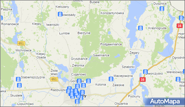 mapa Gawiniańce, Gawiniańce na mapie Targeo