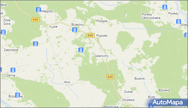 mapa Gawrychy, Gawrychy na mapie Targeo