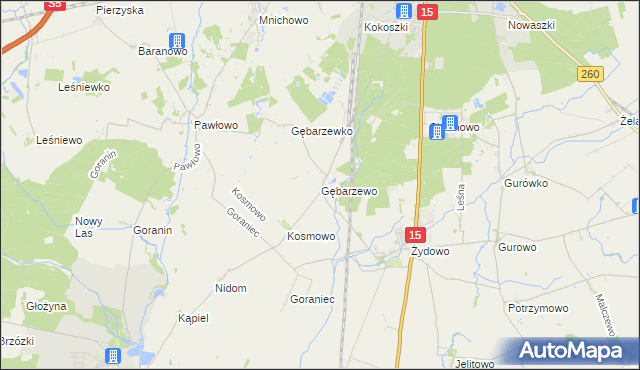 mapa Gębarzewo gmina Czerniejewo, Gębarzewo gmina Czerniejewo na mapie Targeo