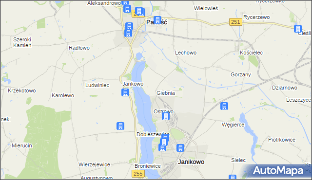 mapa Giebnia, Giebnia na mapie Targeo
