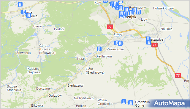 mapa Giedlarowa, Giedlarowa na mapie Targeo