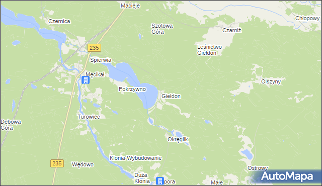 mapa Giełdon, Giełdon na mapie Targeo