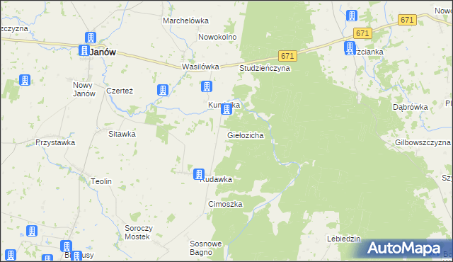 mapa Giełozicha, Giełozicha na mapie Targeo