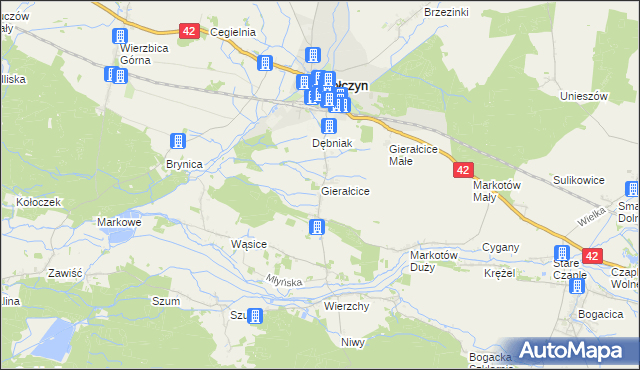 mapa Gierałcice gmina Wołczyn, Gierałcice gmina Wołczyn na mapie Targeo