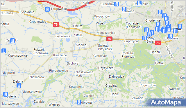 mapa Gierczyce gmina Bochnia, Gierczyce gmina Bochnia na mapie Targeo