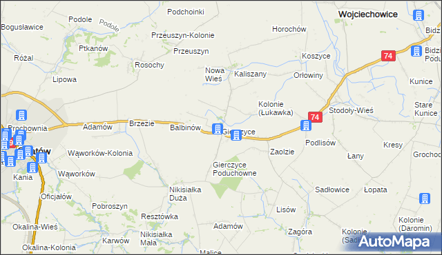 mapa Gierczyce gmina Wojciechowice, Gierczyce gmina Wojciechowice na mapie Targeo