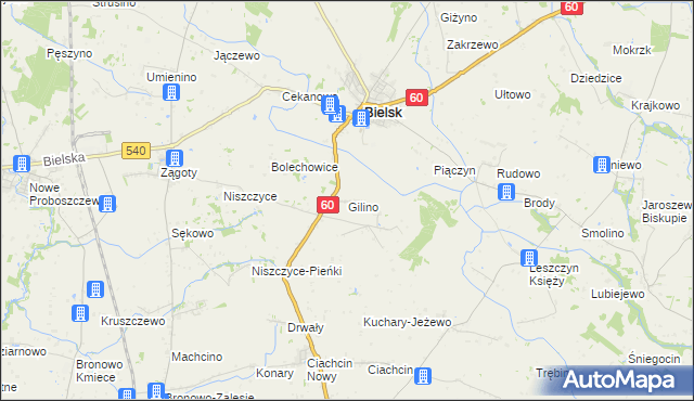 mapa Gilino, Gilino na mapie Targeo