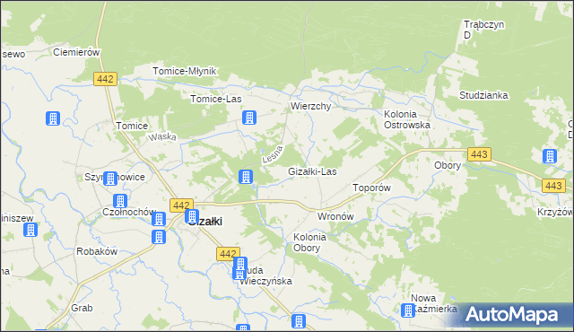 mapa Gizałki-Las, Gizałki-Las na mapie Targeo