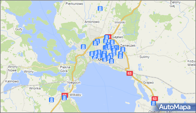 mapa Giżycko, Giżycko na mapie Targeo