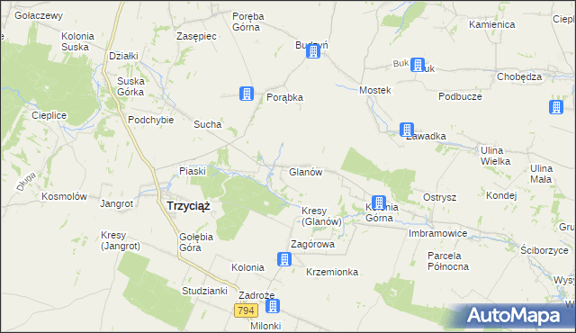 mapa Glanów, Glanów na mapie Targeo