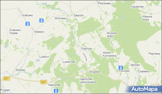 mapa Glaznoty, Glaznoty na mapie Targeo