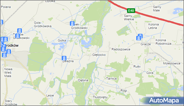 mapa Głębocko gmina Grodków, Głębocko gmina Grodków na mapie Targeo