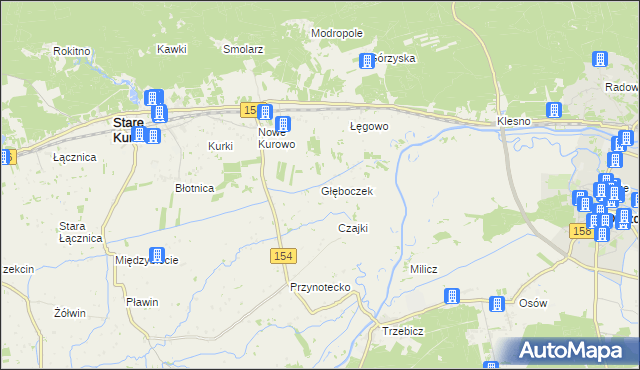 mapa Głęboczek gmina Stare Kurowo, Głęboczek gmina Stare Kurowo na mapie Targeo