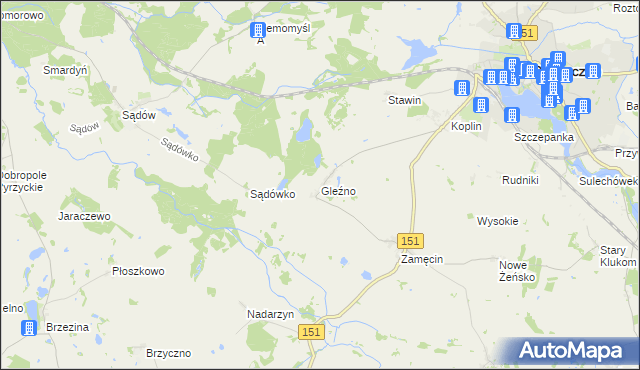 mapa Gleźno, Gleźno na mapie Targeo