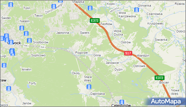 mapa Glina gmina Celestynów, Glina gmina Celestynów na mapie Targeo