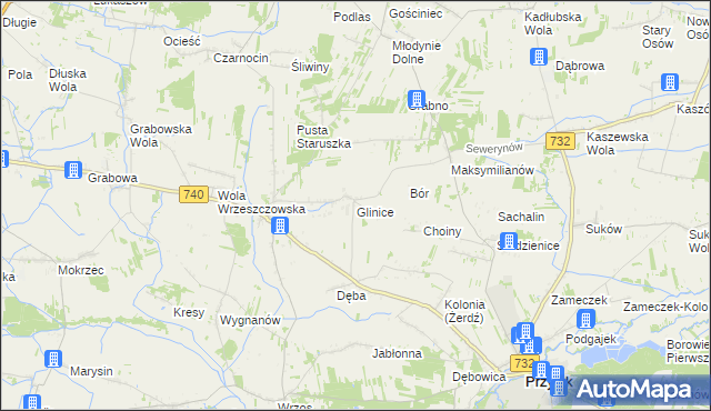 mapa Glinice gmina Przytyk, Glinice gmina Przytyk na mapie Targeo