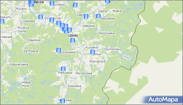 mapa Glinka gmina Ujsoły, Glinka gmina Ujsoły na mapie Targeo