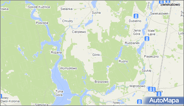 mapa Glinki gmina Koronowo, Glinki gmina Koronowo na mapie Targeo