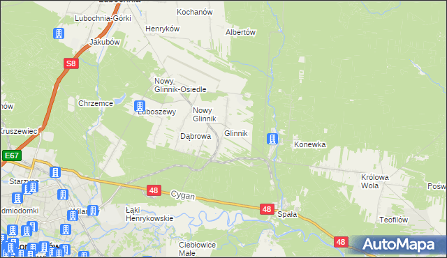 mapa Glinnik gmina Lubochnia, Glinnik gmina Lubochnia na mapie Targeo