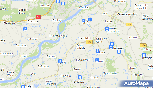 mapa Gliny Wielkie, Gliny Wielkie na mapie Targeo