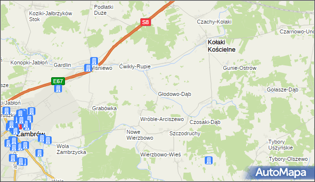 mapa Głodowo-Dąb, Głodowo-Dąb na mapie Targeo