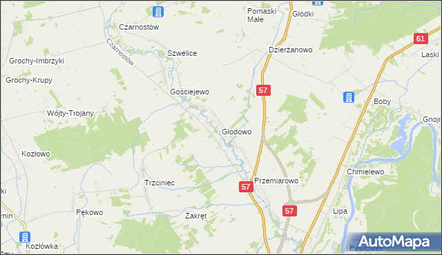 mapa Głodowo gmina Pułtusk, Głodowo gmina Pułtusk na mapie Targeo