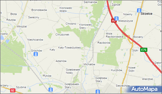 mapa Głogowiec gmina Kutno, Głogowiec gmina Kutno na mapie Targeo