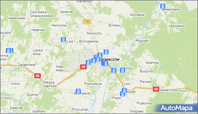 mapa Głowaczów, Głowaczów na mapie Targeo
