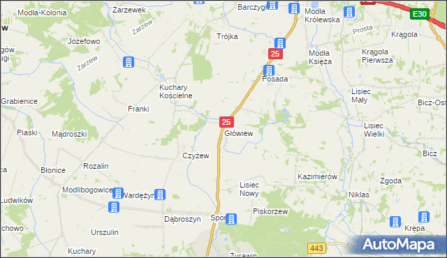 mapa Główiew, Główiew na mapie Targeo