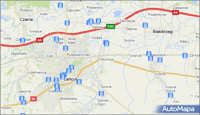 mapa Głuchów gmina Łańcut, Głuchów gmina Łańcut na mapie Targeo