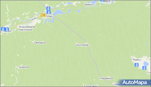 mapa Głuchowiec, Głuchowiec na mapie Targeo