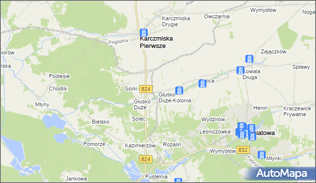 mapa Głusko Duże-Kolonia, Głusko Duże-Kolonia na mapie Targeo