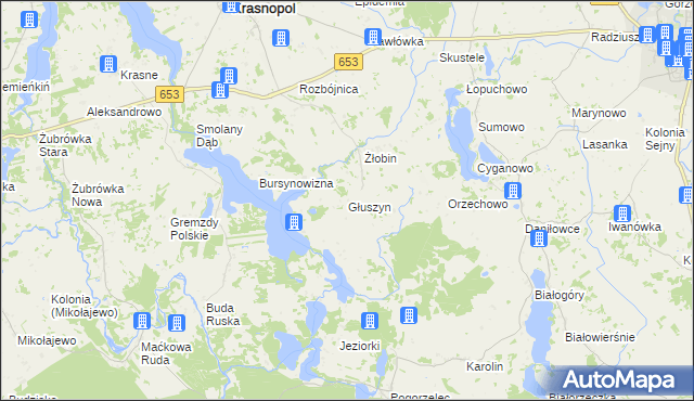 mapa Głuszyn gmina Krasnopol, Głuszyn gmina Krasnopol na mapie Targeo