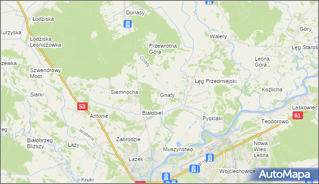 mapa Gnaty gmina Lelis, Gnaty gmina Lelis na mapie Targeo