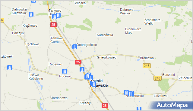 mapa Gniewkówiec, Gniewkówiec na mapie Targeo