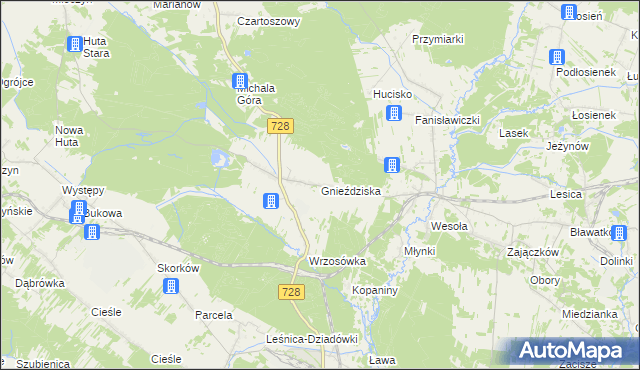 mapa Gnieździska, Gnieździska na mapie Targeo