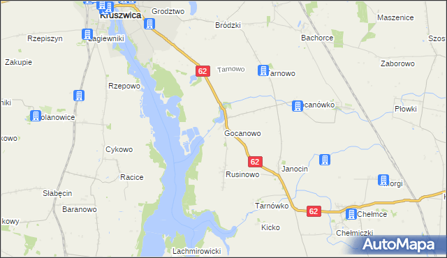 mapa Gocanowo, Gocanowo na mapie Targeo