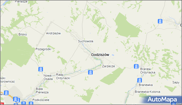 mapa Godziszów powiat janowski, Godziszów powiat janowski na mapie Targeo