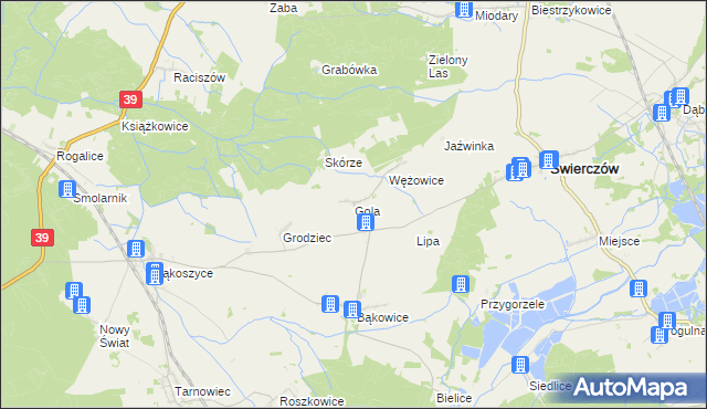 mapa Gola gmina Świerczów, Gola gmina Świerczów na mapie Targeo