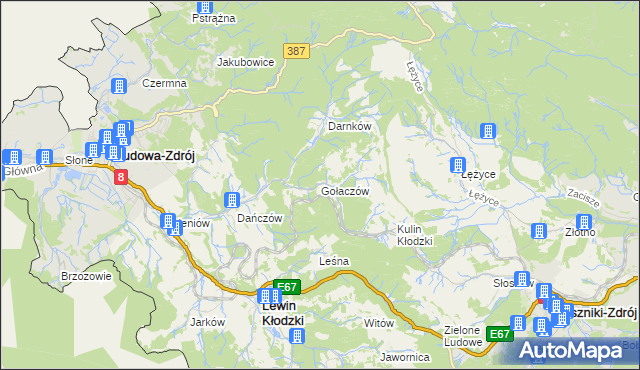 mapa Gołaczów, Gołaczów na mapie Targeo