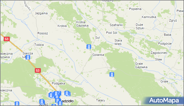 mapa Golanka gmina Kadzidło, Golanka gmina Kadzidło na mapie Targeo